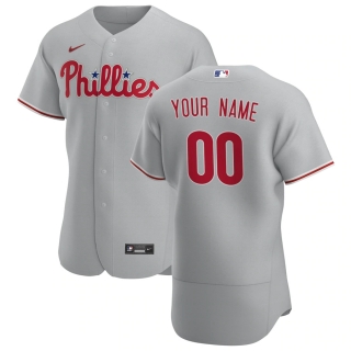 Men's Philadelphia Phillies Nike Gray 2020 Road Authentic Custom Jersey