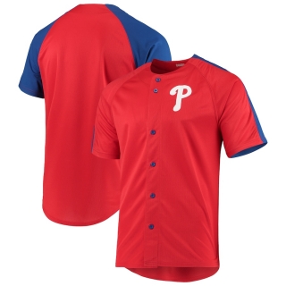 Men's Philadelphia Phillies Stitches Red Logo Button-Up Jersey