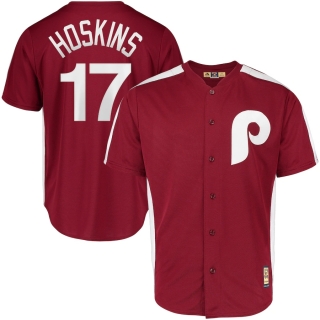 Men's Philadelphia Phillies Rhys Hoskins Majestic Maroon 1979 Saturday Night Special Cool Base Cooperstown Player Jersey