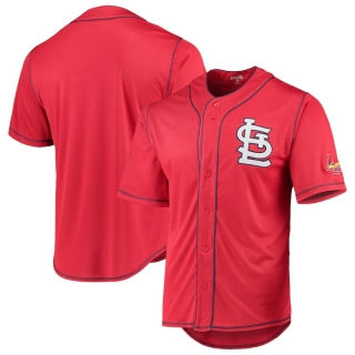 St Louis Cardinals Stitches Team Color Button-Down Jersey - Red Navy