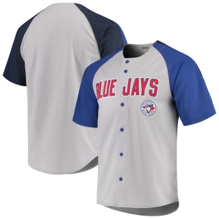 Men's Toronto Blue Jays Stitches Gray Navy Lightweight Mesh Jersey