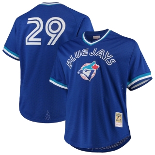 Men's Toronto Blue Jays Joe Carter Mitchell & Ness Royal Big & Tall Cooperstown Collection Mesh Batting Practice Jersey
