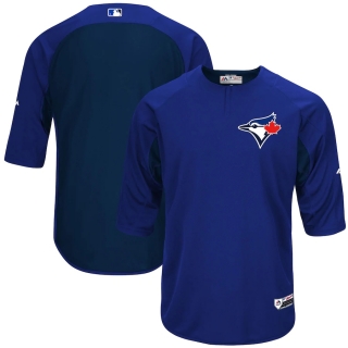 Men's Toronto Blue Jays Majestic Royal Navy Authentic Collection On-Field 3-4-Sleeve Batting Practice Jersey