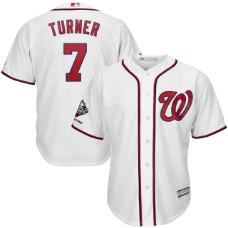 Men's Washington Nationals Trea Turner Majestic White 2019 World Series Champions Home Official Cool Base Bar Patch Player Jersey