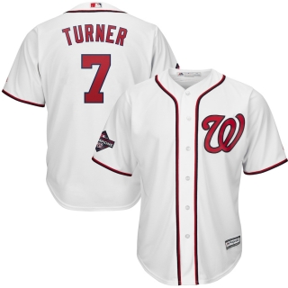 Men's Washington Nationals Trea Turner Majestic White 2019 World Series Champions Home Cool Base Patch Player Jersey