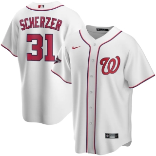Men's Washington Nationals Max Scherzer Nike White 2019 World Series Champions Home Replica Player Jersey