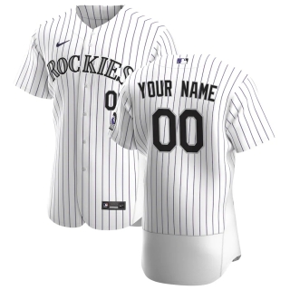 Men's Colorado Rockies Nike White Purple 2020 Home Authentic Custom Jersey