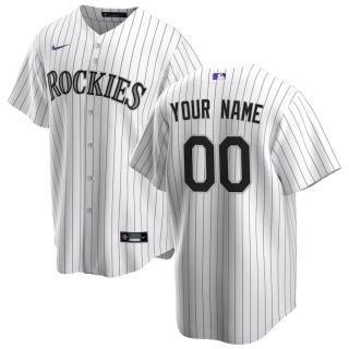 Men's Colorado Rockies Nike White Purple Home 2020 Replica Custom Jersey