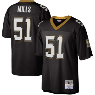Men's New Orleans Saints Sam Mills Mitchell & Ness Black 1987 Legacy Replica Jersey