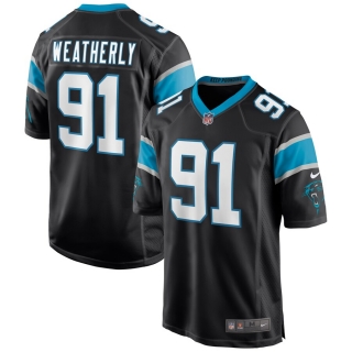 Men's Carolina Panthers Stephen Weatherly Nike Black Game Jersey