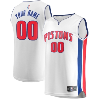 Men's Detroit Pistons Fanatics Branded White Fast Break Custom Replica Jersey - Association Edition