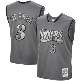 Men's Philadelphia 76ers Allen Iverson Mitchell & Ness Charcoal Hardwood Classics Retired Player 2000-01 Metal Works Swingman Jersey