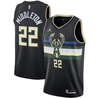 Men's Milwaukee Bucks Khris Middleton Jordan Brand Black 2020-21 Swingman Jersey - Statement Edition