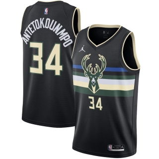 Men's Milwaukee Bucks Giannis Antetokounmpo Jordan Brand Black 2020-21 Swingman Jersey - Statement Edition