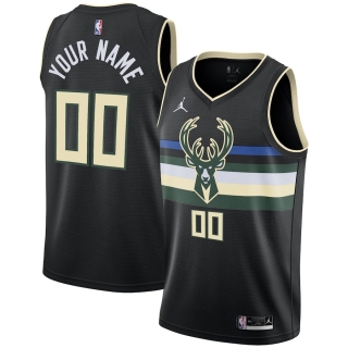 Men's Milwaukee Bucks Jordan Brand Black Swingman Custom Jersey - Statement Edition