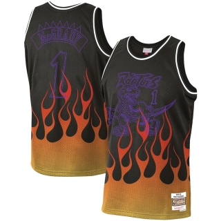 Men's Toronto Raptors Tracy McGrady Mitchell & Ness Black 1998-99 Hardwood Classics Flames Swingman Jersey