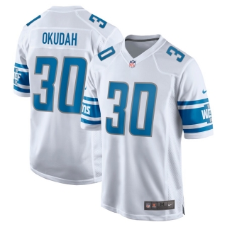 Men's Detroit Lions Jeff Okudah Nike White Game Jersey