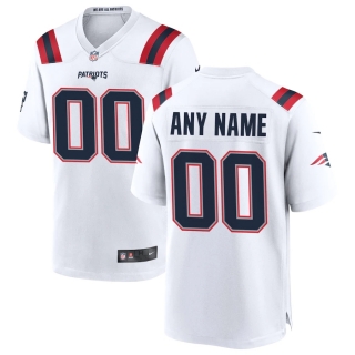 Men's New England Patriots Nike White Custom Game Jersey