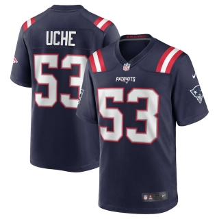 Men's New England Patriots Josh Uche Nike Navy Team Game Jersey