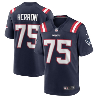 Men's New England Patriots Justin Herron Nike Navy Team Game Jersey