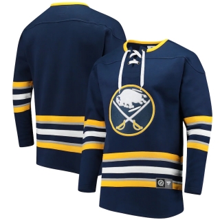 Men's Fanatics Branded Navy Buffalo Sabres Breakaway Lace Up Pullover Sweatshirt