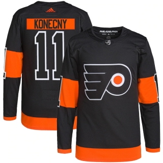 Men's adidas Travis Konecny Black Philadelphia Flyers Alternate Primegreen Authentic Pro Player Jersey