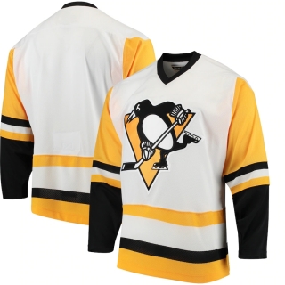 Men's Pittsburgh Penguins CCM White Classic Authentic Throwback Team Jersey