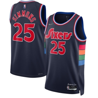Men's Philadelphia 76ers Ben Simmons Nike Navy 2021-22 Swingman Jersey - City Edition