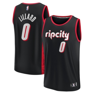 Men's Portland Trail Blazers Damian Lillard Fanatics Branded Black 2021-22 Fast Break Replica Jersey - City Edition