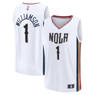 Men's New Orleans Pelicans Zion Williamson Fanatics Branded White 2021-22 Fast Break Replica Jersey - City Edition