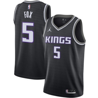 Men's Sacramento Kings De'Aaron Fox Jordan Brand Black Logo 2020-21 Swingman Jersey - Statement Edition
