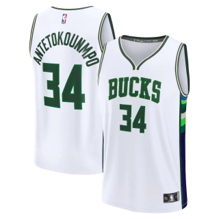 Men's Milwaukee Bucks Giannis Antetokounmpo Fanatics Branded White 2021-22 Fast Break Replica Jersey - City Edition