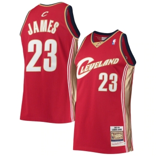 Men's Cleveland Cavaliers LeBron James Mitchell & Ness Wine 2003-04 Hardwood Classics Authentic Jersey