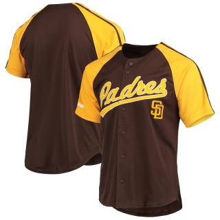 Men's San Diego Padres Stitches Brown Button-Down Raglan Replica Jersey