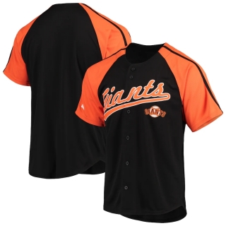 Men's San Francisco Giants Stitches Black Button-Down Raglan Replica Jersey