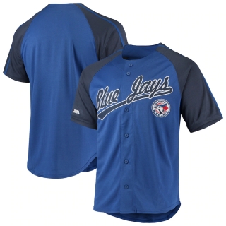 Men's Toronto Blue Jays Stitches Royal Button-Down Raglan Replica Jersey