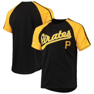 Men's Pittsburgh Pirates Stitches Black Button-Down Raglan Replica Jersey