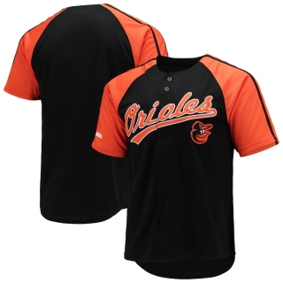 Men's Baltimore Orioles Stitches Black Button-Down Raglan Replica Jersey