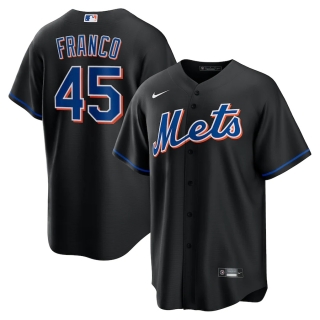 Men's New York Mets John Franco Nike Black 2022 Alternate Replica Player Jersey