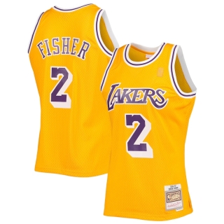 Men's Los Angeles Lakers Derek Fisher Mitchell & Ness Gold 1996-97 Hardwood Classics Swingman Jersey
