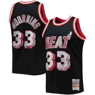 Men's Miami Heat Alonzo Mourning Mitchell & Ness Black 1996-97 Hardwood Classics NBA 75th Anniversary Diamond Swingman Jersey