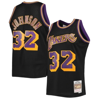 Men's Los Angeles Lakers Magic Johnson Mitchell & Ness Black 1984-85 Hardwood Classics Reload 2