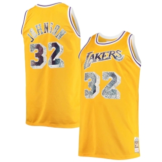 Men's Los Angeles Lakers Magic Johnson Mitchell & Ness Gold Big & Tall 1984-85 NBA 75th Anniversary Diamond Swingman Jersey