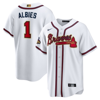 Men's Atlanta Braves Ozzie Albies Nike White 2022 Gold Program Replica Player Jersey