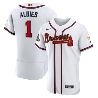 Men's Atlanta Braves Ozzie Albies Nike White 2022 Gold Program Authentic Player Jersey