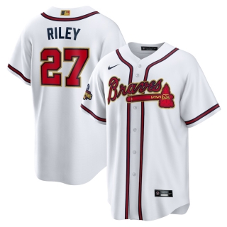 Men's Atlanta Braves Austin Riley Nike White 2022 Gold Program Replica Player Jersey