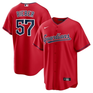 Men's Cleveland Guardians Shane Bieber Nike Red Alternate Replica Player Jersey