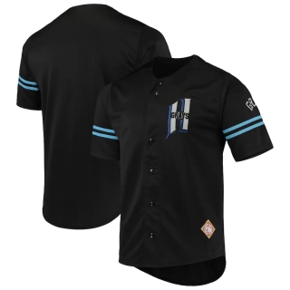 Men's Homestead Grays Stitches Black Button-Down Jersey