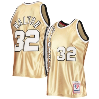 Men's Portland Trail Blazers Bill Walton Gold Mitchell & Ness 75th Anniversary 1976-77 Hardwood Classics Swingman Jersey