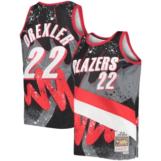Men's Portland Trail Blazers Clyde Drexler Mitchell & Ness Black Hardwood Classics 1991-92 Hyper Hoops Swingman Jersey